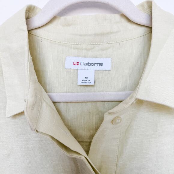 Liz Claiborne Linen Blend Dress Butter Yellow Size M Lagom Summer Coastal - Picture 4 of 8